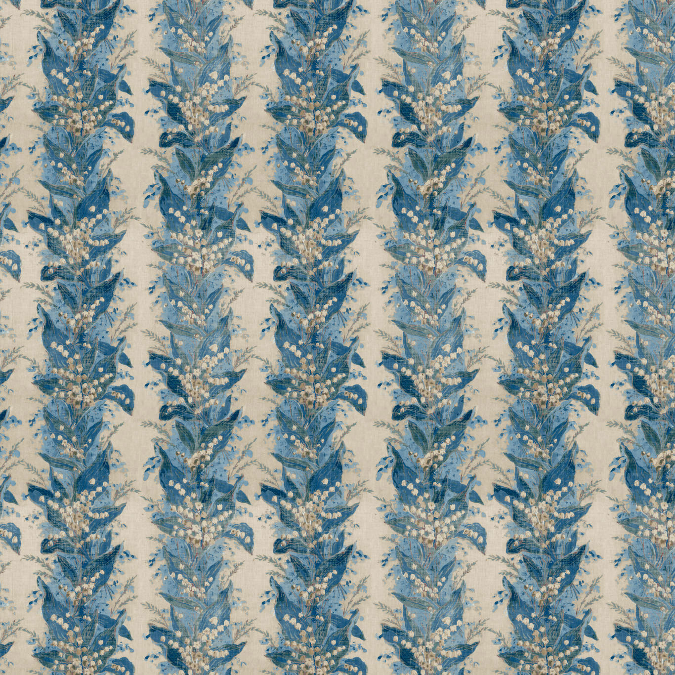 ZOF0251-05 Lily Stripe Chalk/Blue Stone Michael S. Smith Indoor Outdoor Fabric by Zoffany