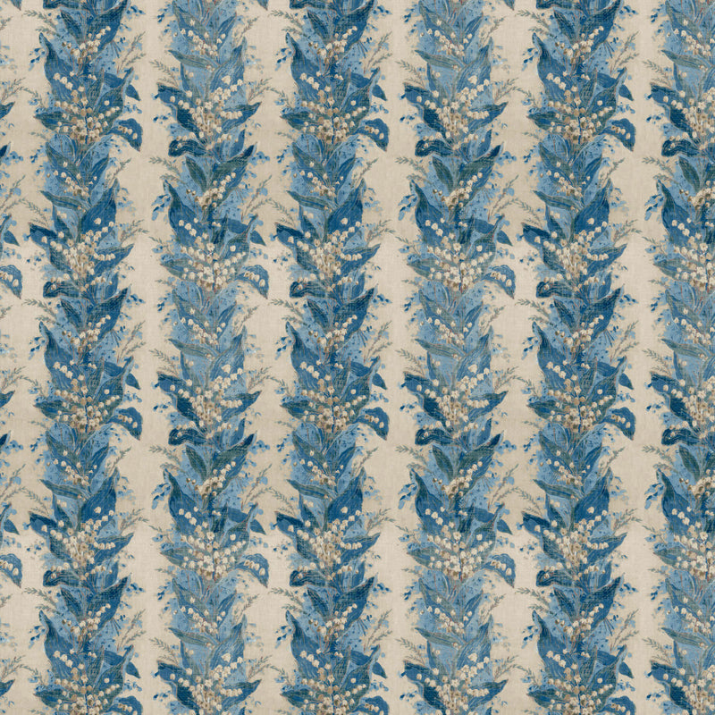 ZOF0251-05 Lily Stripe Chalk/Blue Stone Michael S. Smith Indoor Outdoor Fabric by Zoffany