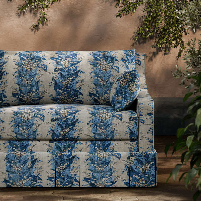 ZOF0251-05 Lily Stripe Chalk/Blue Stone Michael S. Smith Indoor Outdoor Fabric by Zoffany
