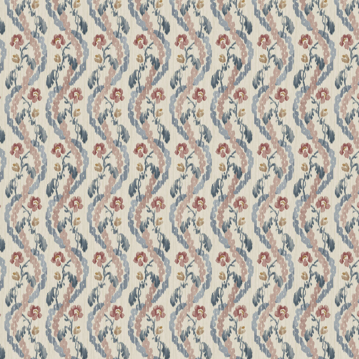 Winter Garden Indigo/Red Michael S. Smith Indoor Outdoor Fabric by Zoffany