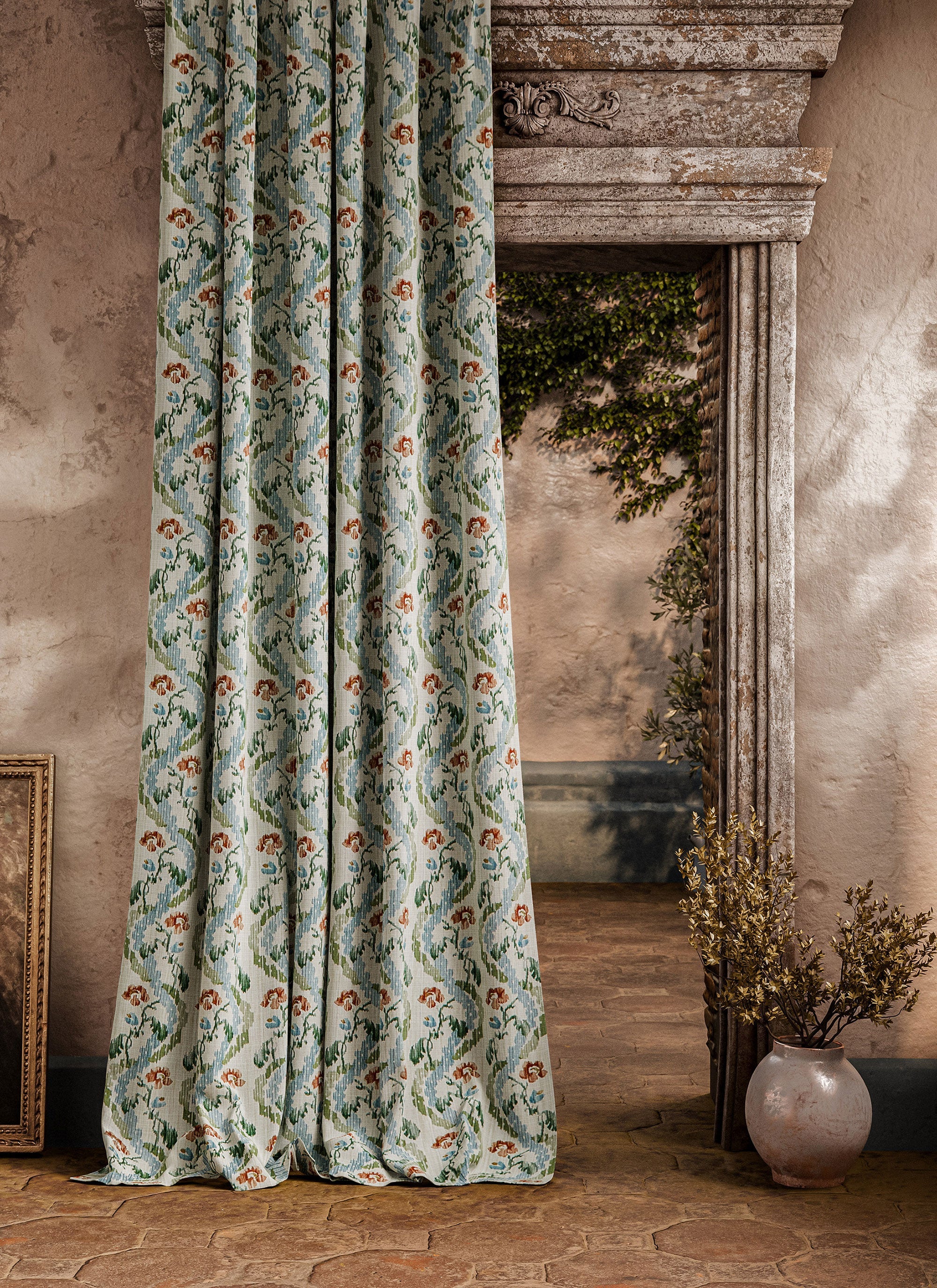 ZOF0254-02 Winter Garden Eau De Nil Michael S. Smith Indoor Outdoor Fabric by Zoffany