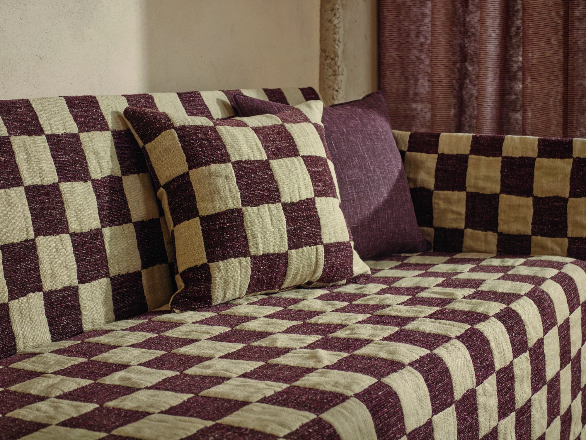 Checkmate Eggplant Checkmate Fabric by Zinc Textile
