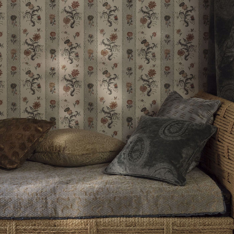 Papaver Stripe Tuscan Pink Nimbus Indienne Wallpaper by Zoffany