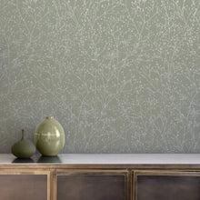 120388 Gypsophila Green / Silver Wallpaper by Clarissa Hulse