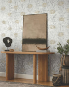 French Marigold White & Gold Tea Garden Wallpaper by York Wallcoverings