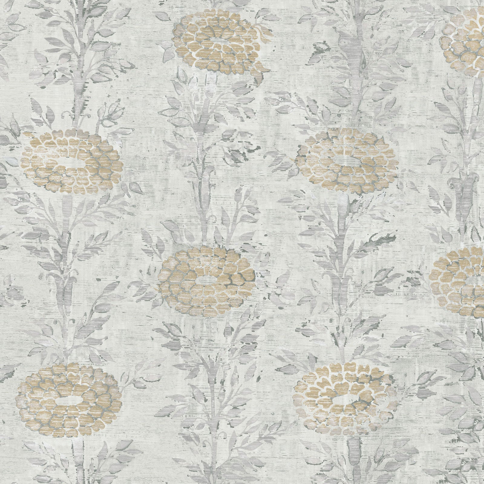 French Marigold White & Gold Tea Garden Wallpaper by York Wallcoverings