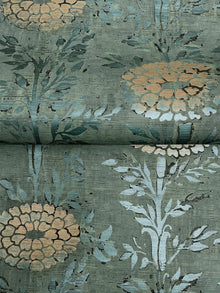 French Marigold Teal Green & Gold Tea Garden Wallpaper by York Wallcoverings