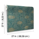 French Marigold Teal Green & Gold Tea Garden Wallpaper by York Wallcoverings