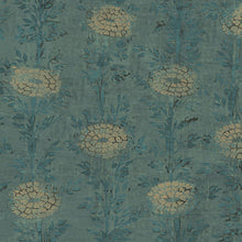 French Marigold Teal Green & Gold Tea Garden Wallpaper by York Wallcoverings