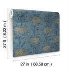 French Marigold Denim & Gold Tea Garden Wallpaper by York Wallcoverings