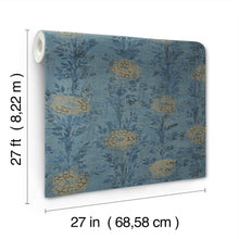 French Marigold Denim & Gold Tea Garden Wallpaper by York Wallcoverings