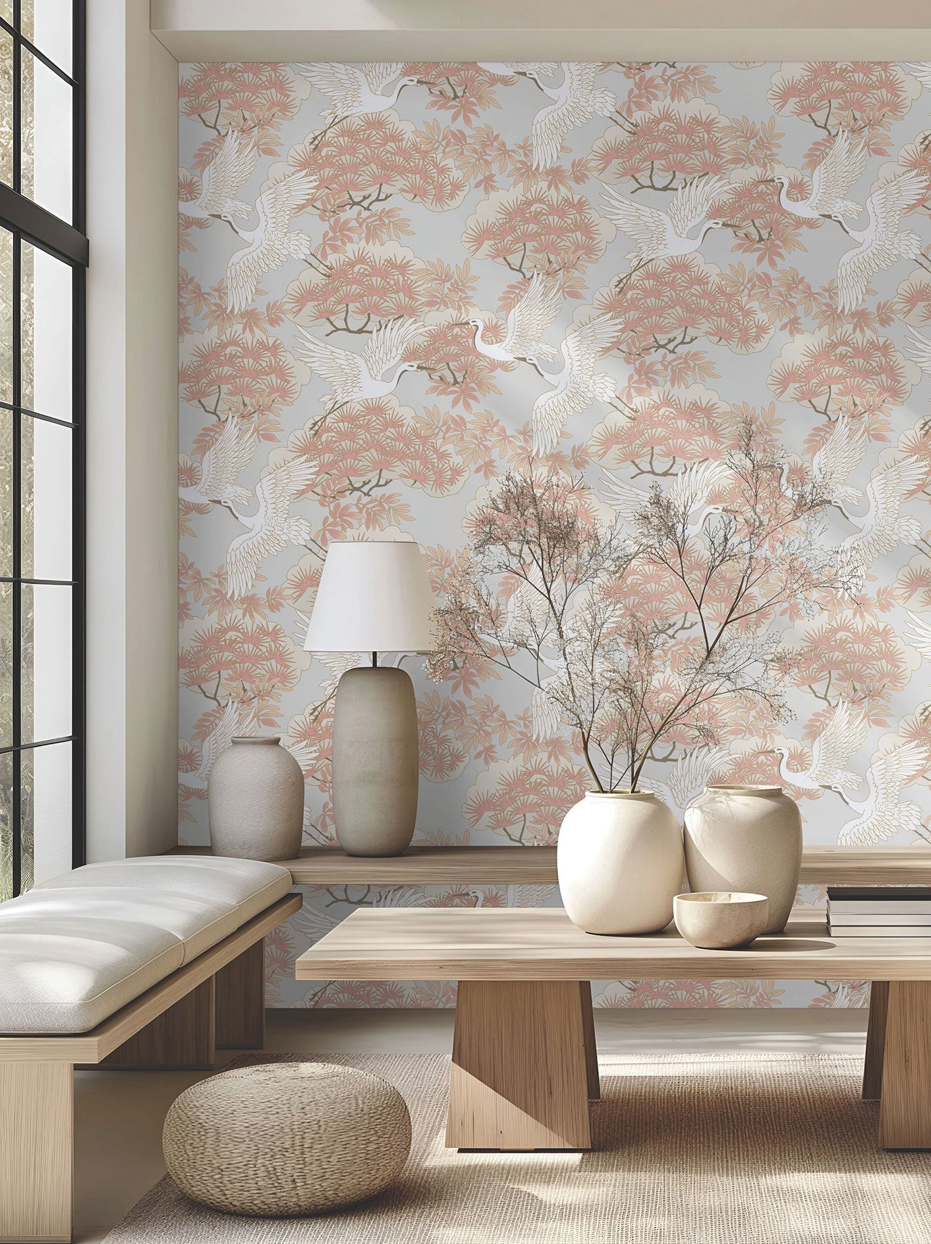 Sprig & Heron Coral Tea Garden Wallpaper by York Wallcoverings