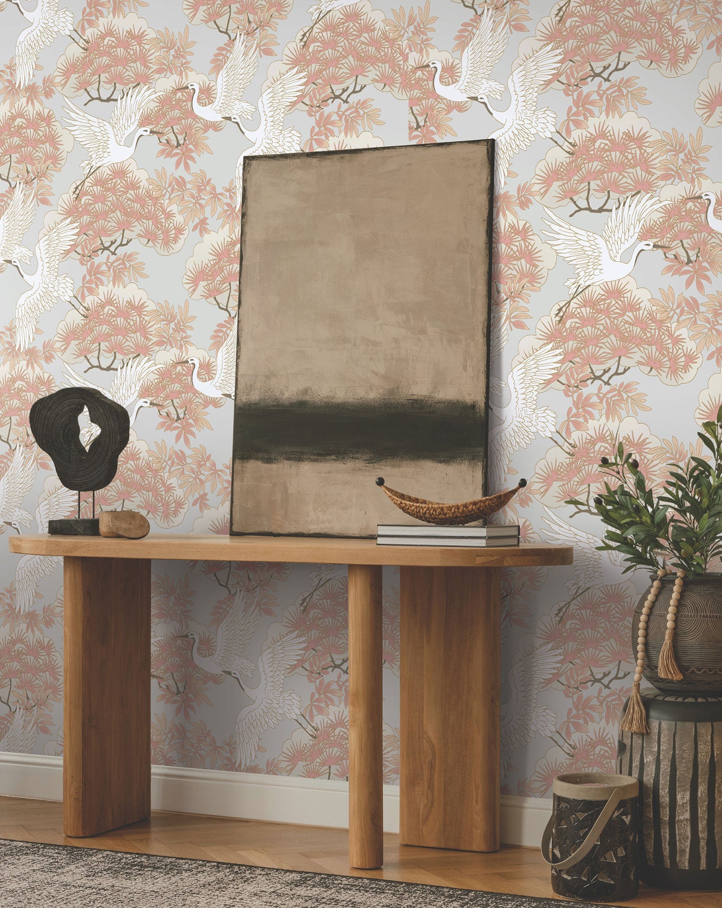 Sprig & Heron Coral Tea Garden Wallpaper by York Wallcoverings
