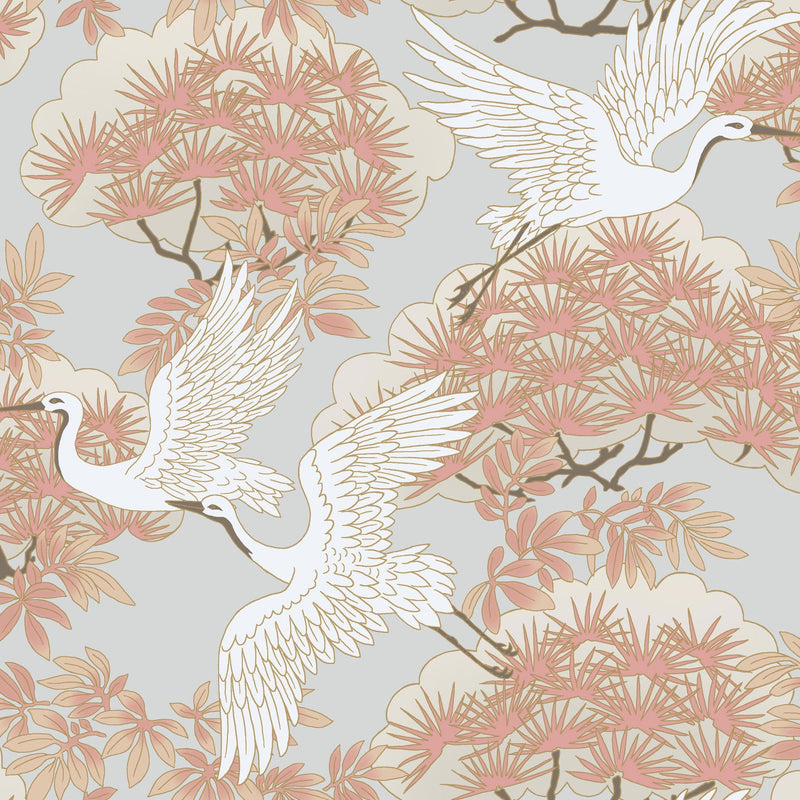 Sprig & Heron Coral Tea Garden Wallpaper by York Wallcoverings