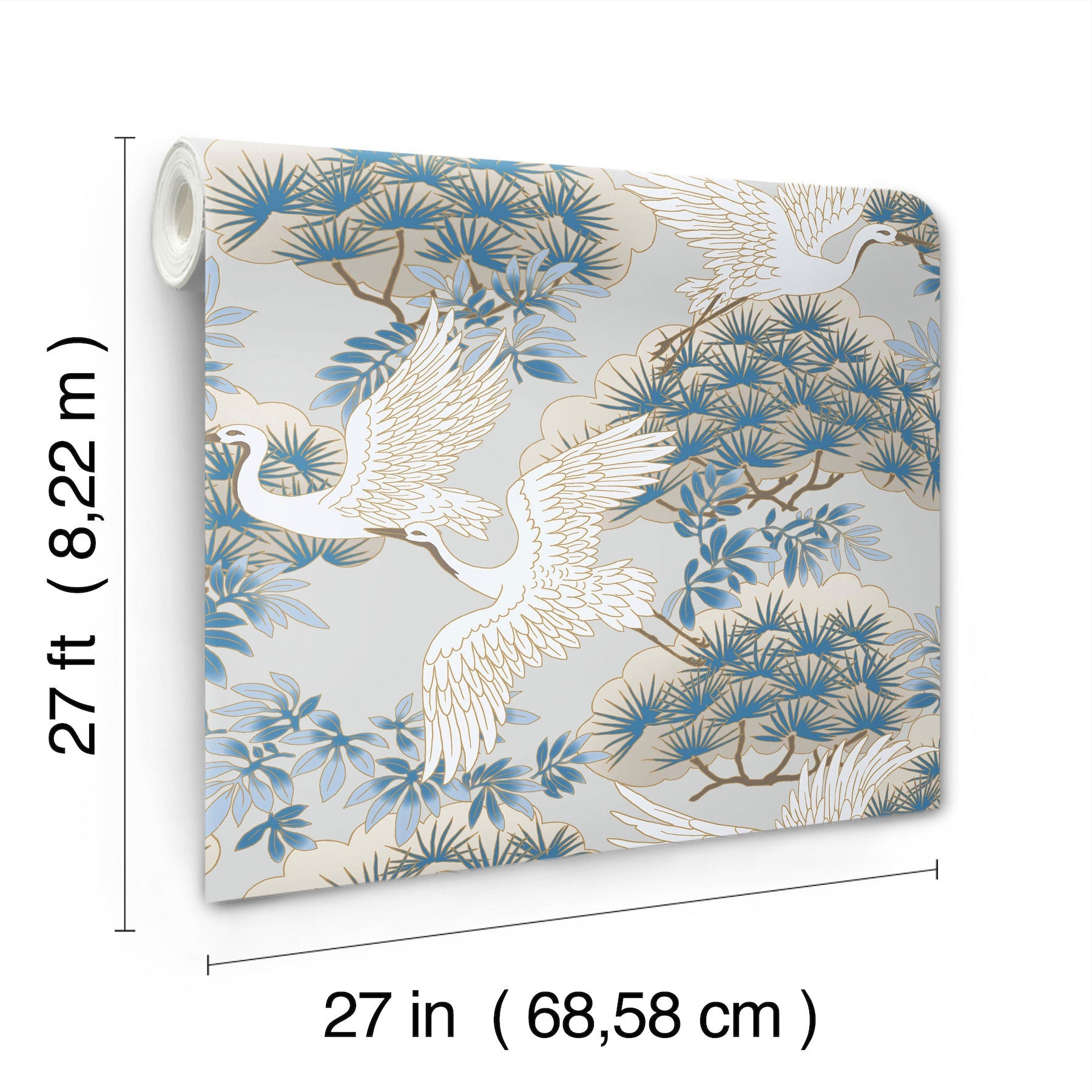 Sprig & Heron Blue Tea Garden Wallpaper by York Wallcoverings