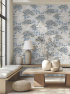 Sprig & Heron Blue Tea Garden Wallpaper by York Wallcoverings