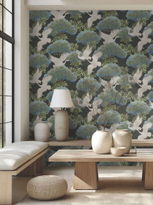 Sprig & Heron Black Tea Garden Wallpaper by York Wallcoverings
