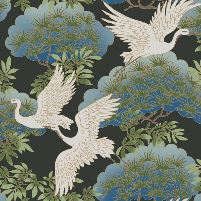 Sprig & Heron Black Tea Garden Wallpaper by York Wallcoverings