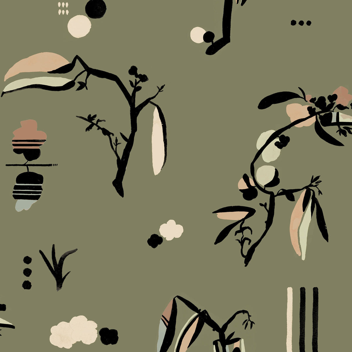 AN4601-1 Ukiyo Green Ania Wallpaper by Tres Tintas