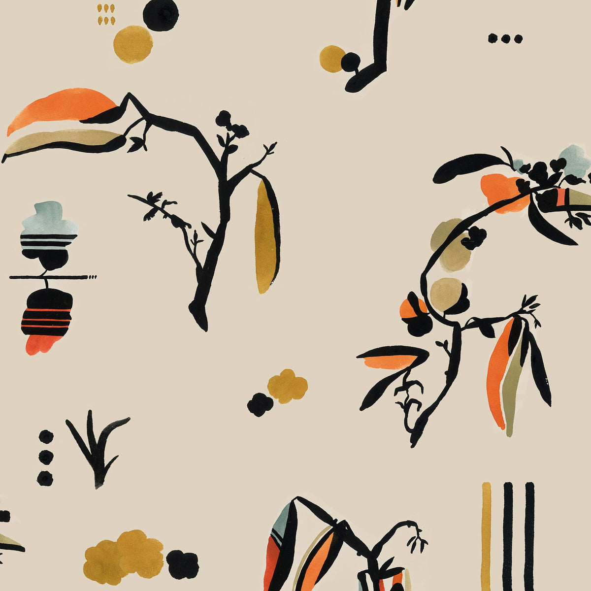 AN4601-2 Ukiyo Beige Ania Wallpaper by Tres Tintas