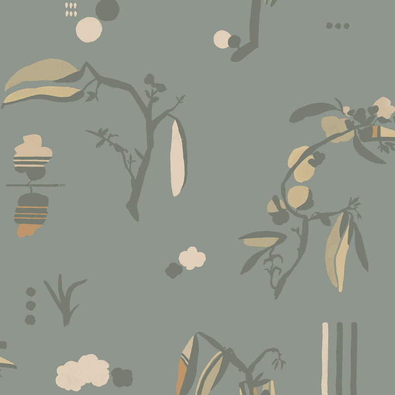 Ukiyo Light Blue Ania Wallpaper by Tres Tintas