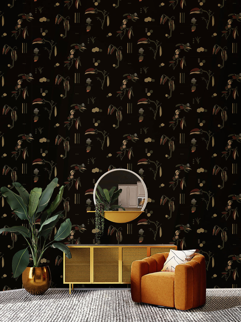 Ukiyo Black Ania Wallpaper by Tres Tintas