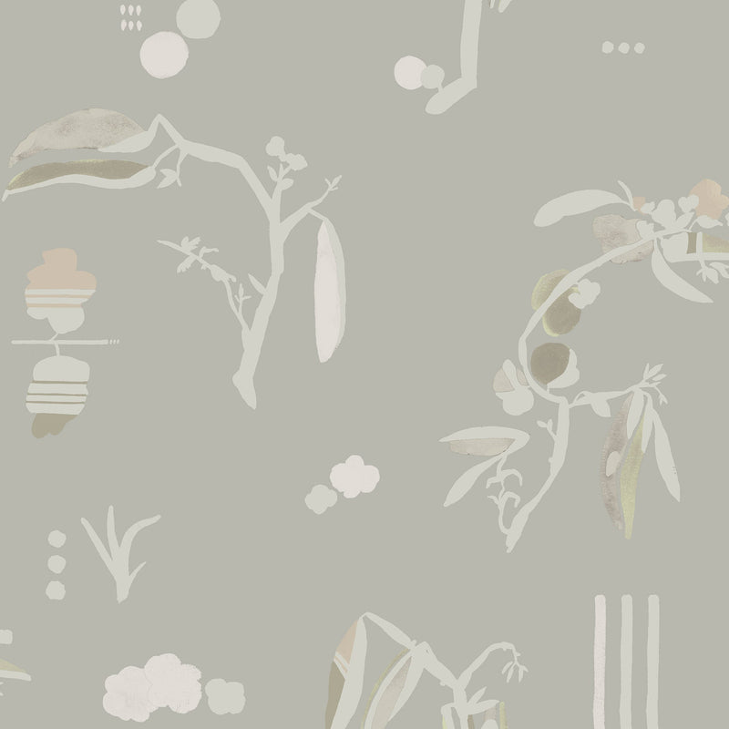 Ukiyo Grey Ania Wallpaper by Tres Tintas