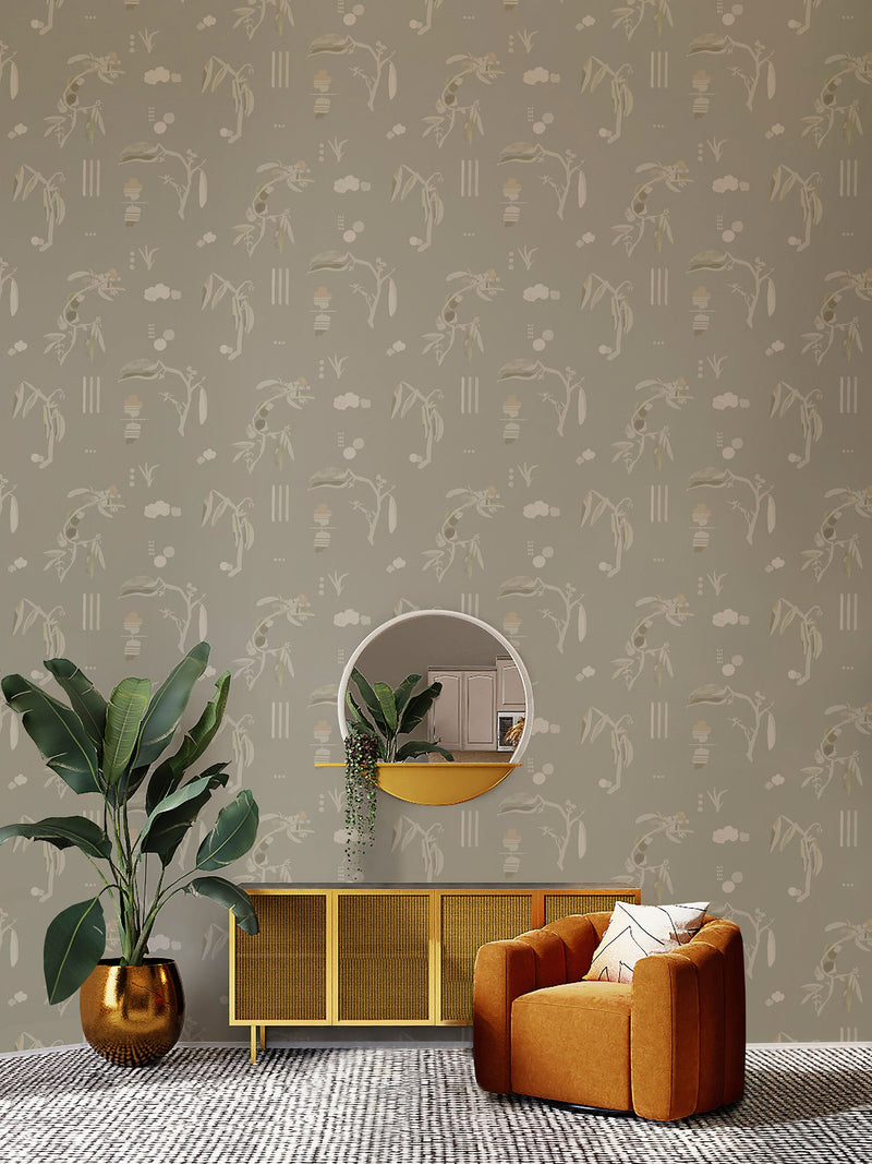 Ukiyo Grey Ania Wallpaper by Tres Tintas