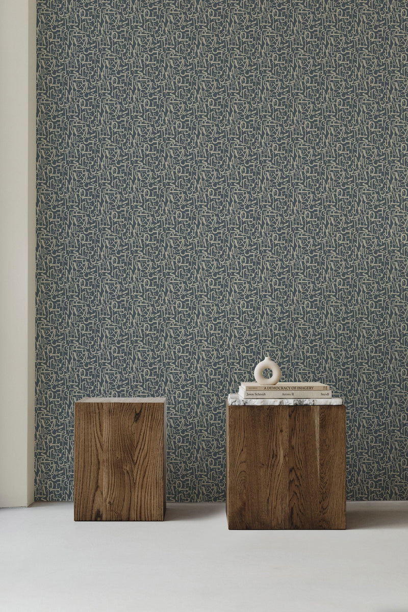 Verso Dark Blue Ania Wallpaper by Tres Tintas