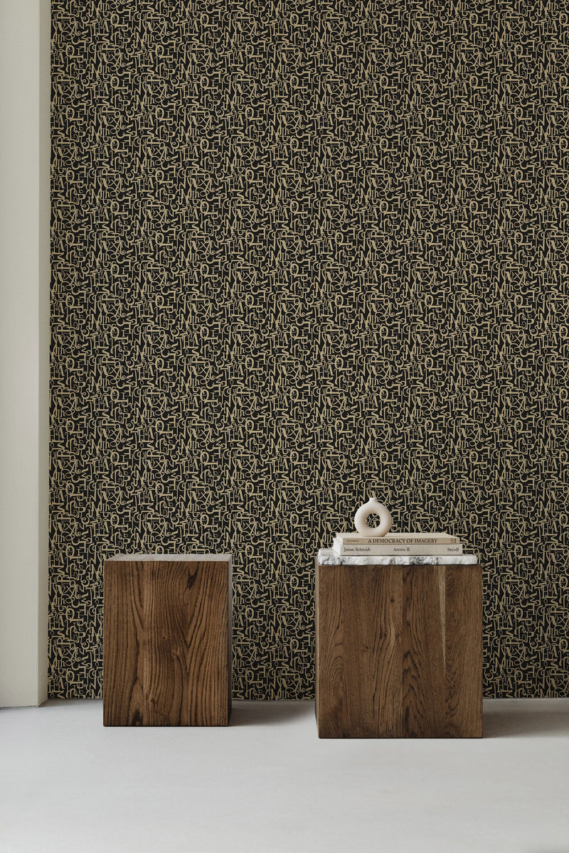 Verso Black Ania Wallpaper by Tres Tintas