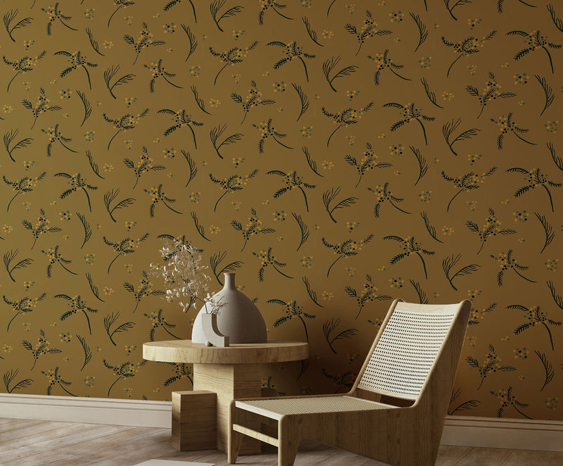 Algaida Mustard Ania Wallpaper by Tres Tintas