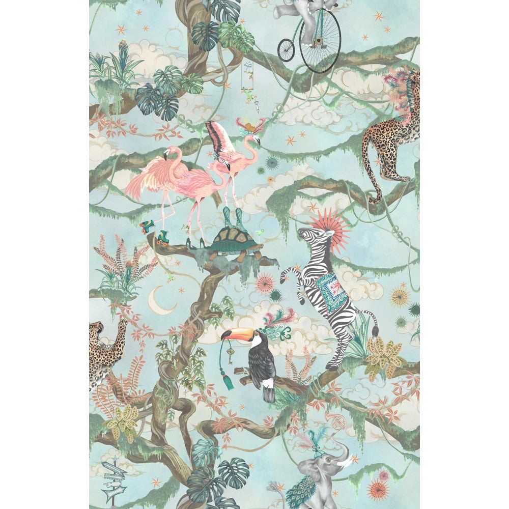 BMCF003/01B Balancing Act Green Sky Wallpaper by Brand McKenzie