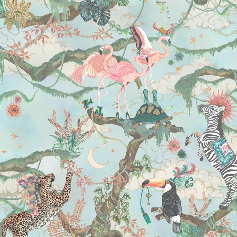 BMCF003/01B Balancing Act Green Sky Wallpaper by Brand McKenzie