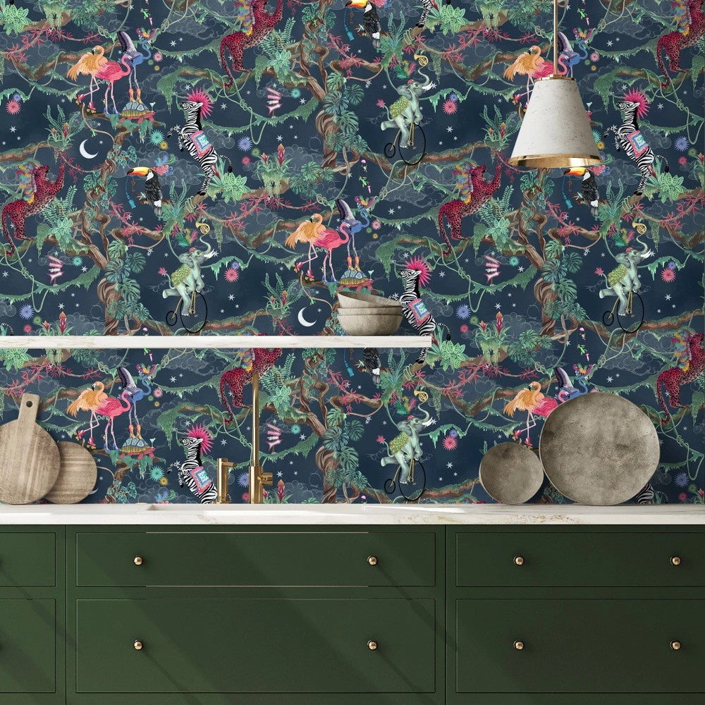 BMCF003/01C Balancing Act Nightfall Wallpaper by Brand McKenzie