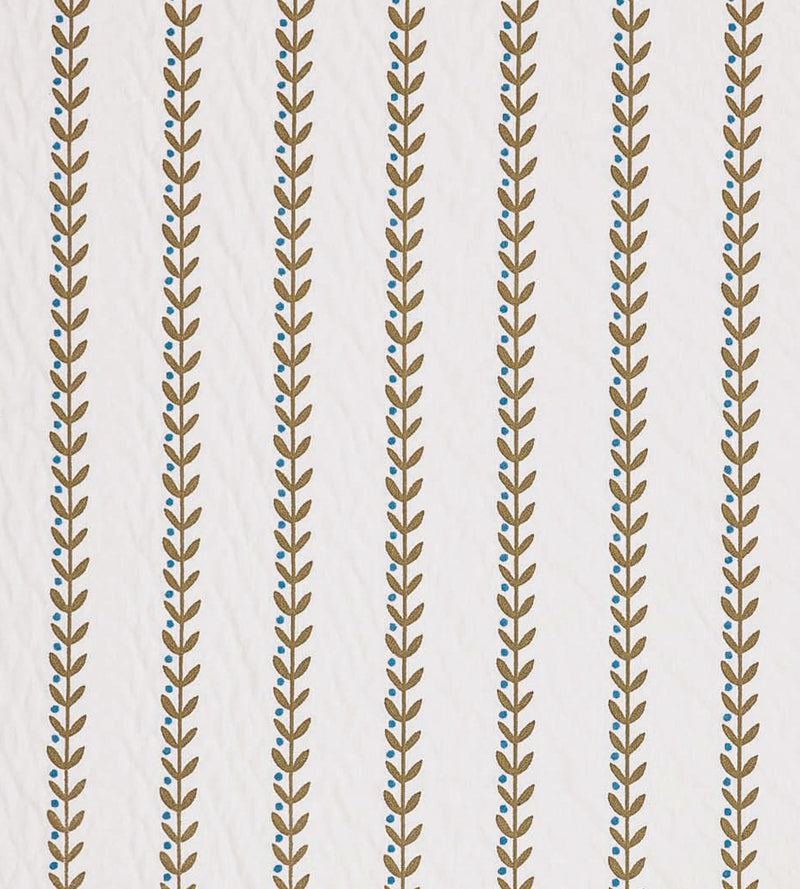 NPOF134844 Beanstalk Stripe Mushroom / Coast Blue Pomona Fabric by Scion