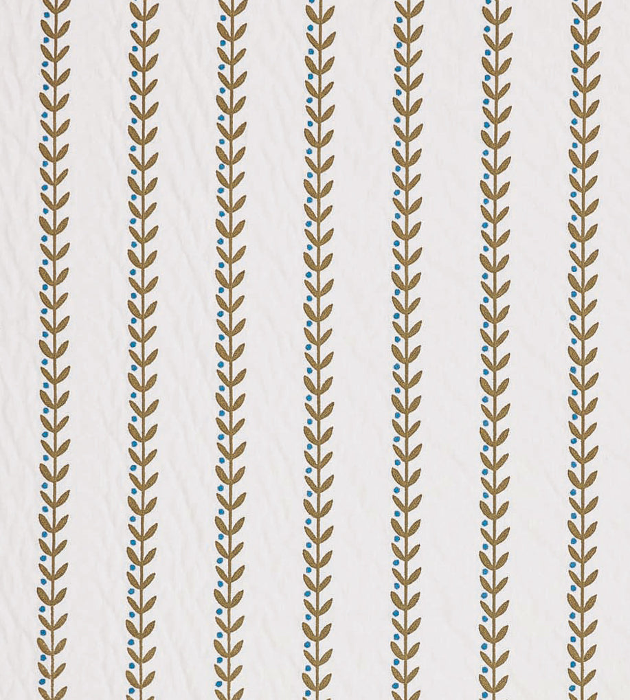 NPOF134844 Beanstalk Stripe Mushroom / Coast Blue Pomona Fabric by Scion