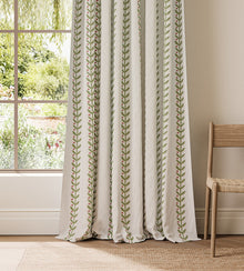 NPOF134843 Beanstalk Stripe Sage / Dusk Pink Pomona Fabric by Scion