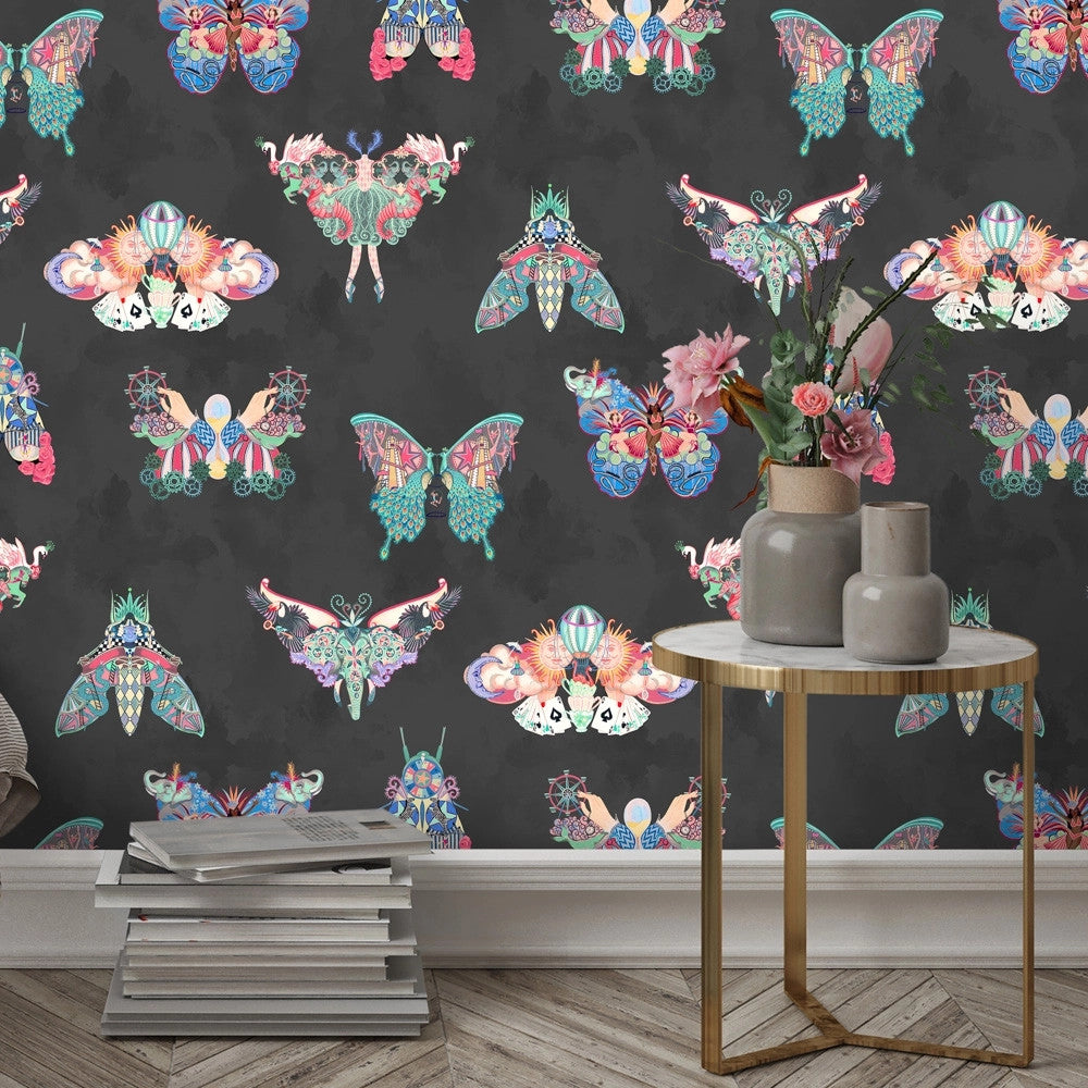 BMCF003/02C Butterfly Effect Noir Wallpaper by Brand McKenzie