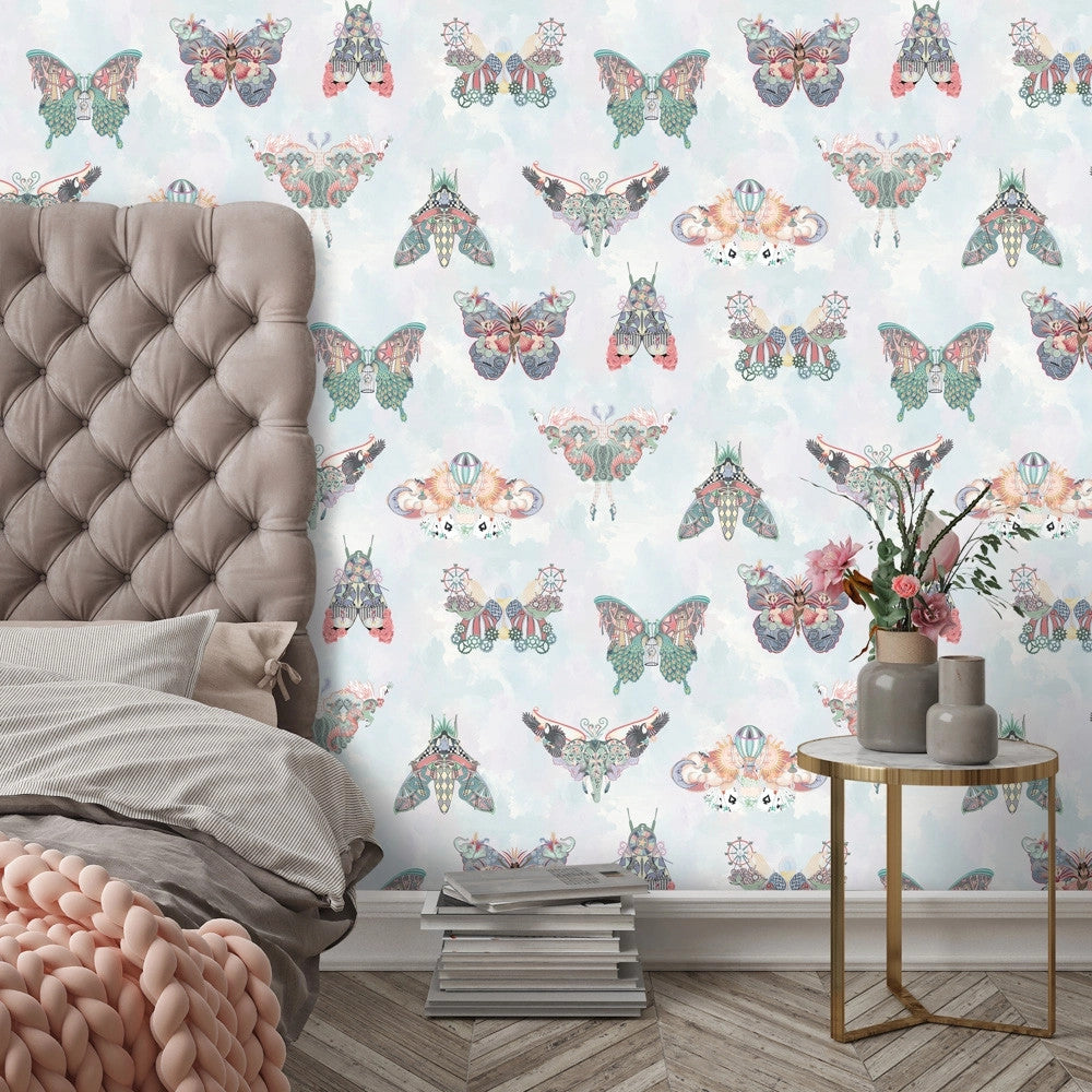 BMCF003/02D Butterfly Effect Pink Multi Wallpaper by Brand McKenzie