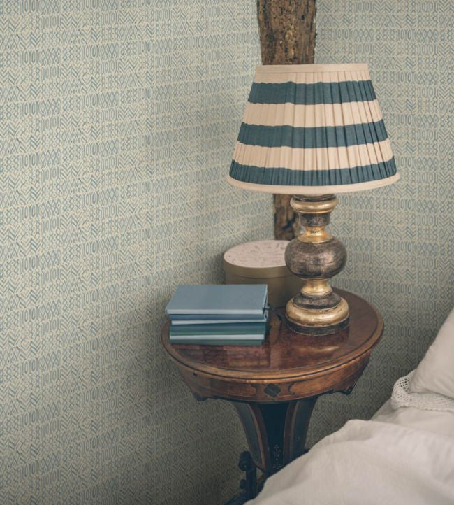BW45144.2 Chimneys Old Blue Royal Court Wallpaper by GP&J Baker