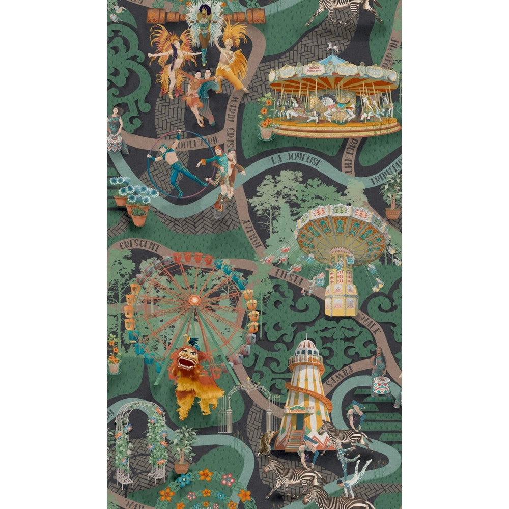 BMCF003/03C Carnival Map Jade Wallpaper by Brand McKenzie