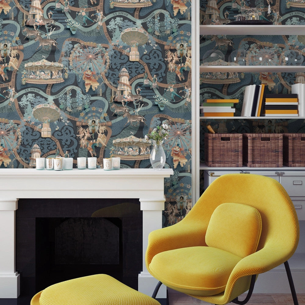 BMCF003/03C Carnival Map Jade Wallpaper by Brand McKenzie