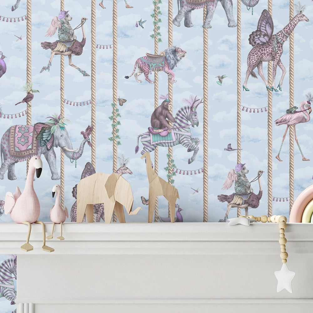 BMCF003/04A Carousel Blue Wallpaper by Brand McKenzie