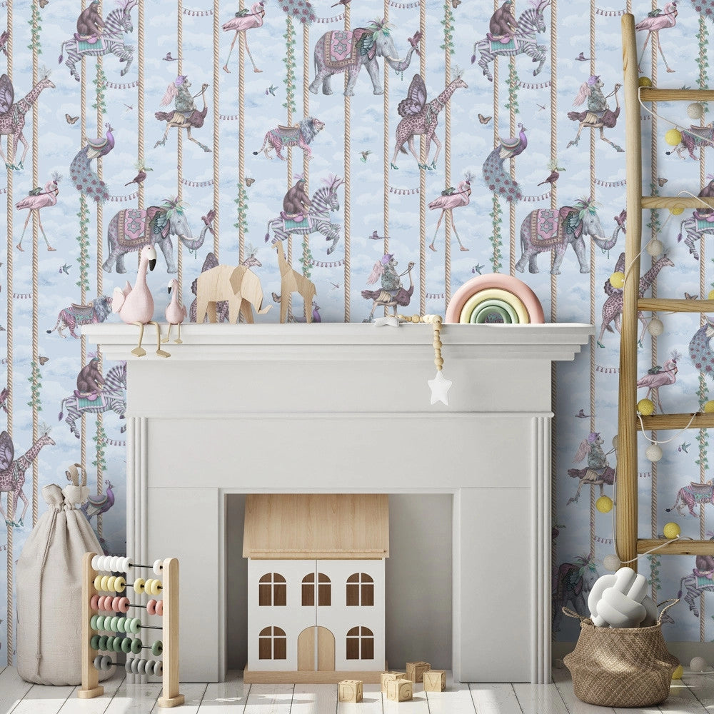 BMCF003/04A Carousel Blue Wallpaper by Brand McKenzie
