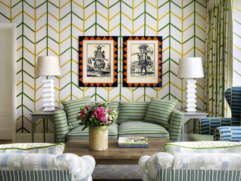 One Way Raffia wallpaper by Christopher Farr Cloth in a room setting