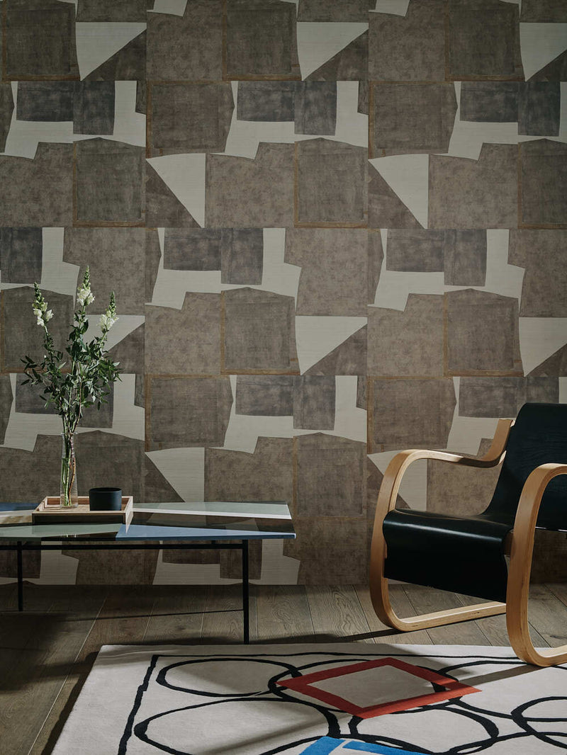 Sea Collage Vinyl wallpaper by Christopher Farr Cloth in a room setting
