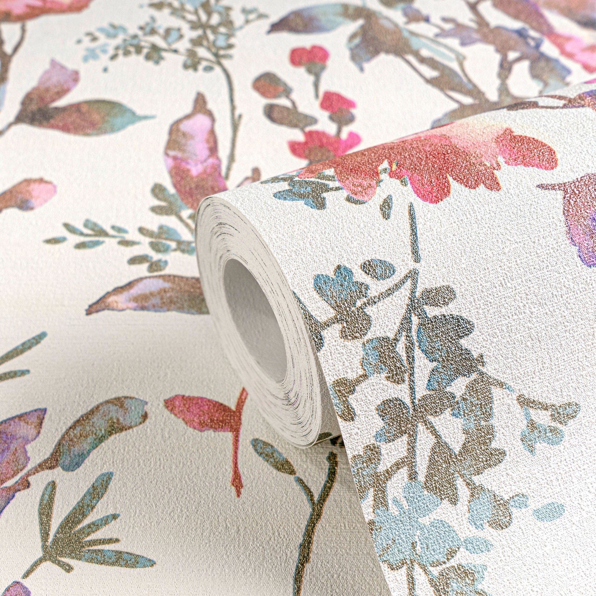 Petal Poetry - Unfold Purple Lilac and Blue Cosmo Living Wallpaper by Galerie