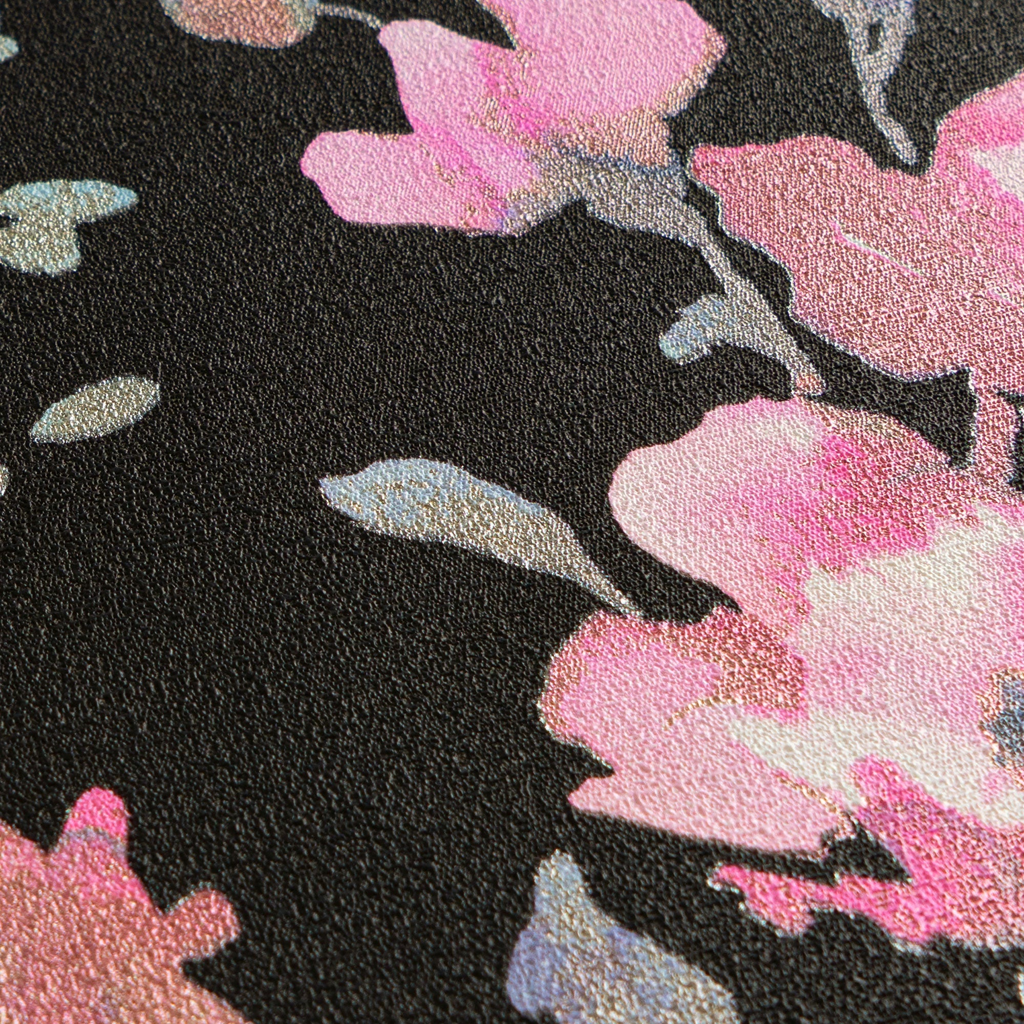 Petal Poetry - Unfold Black and Blue Cosmo Living Wallpaper by Galerie