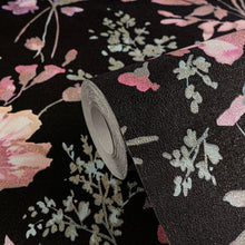 Petal Poetry - Unfold Black and Blue Cosmo Living Wallpaper by Galerie