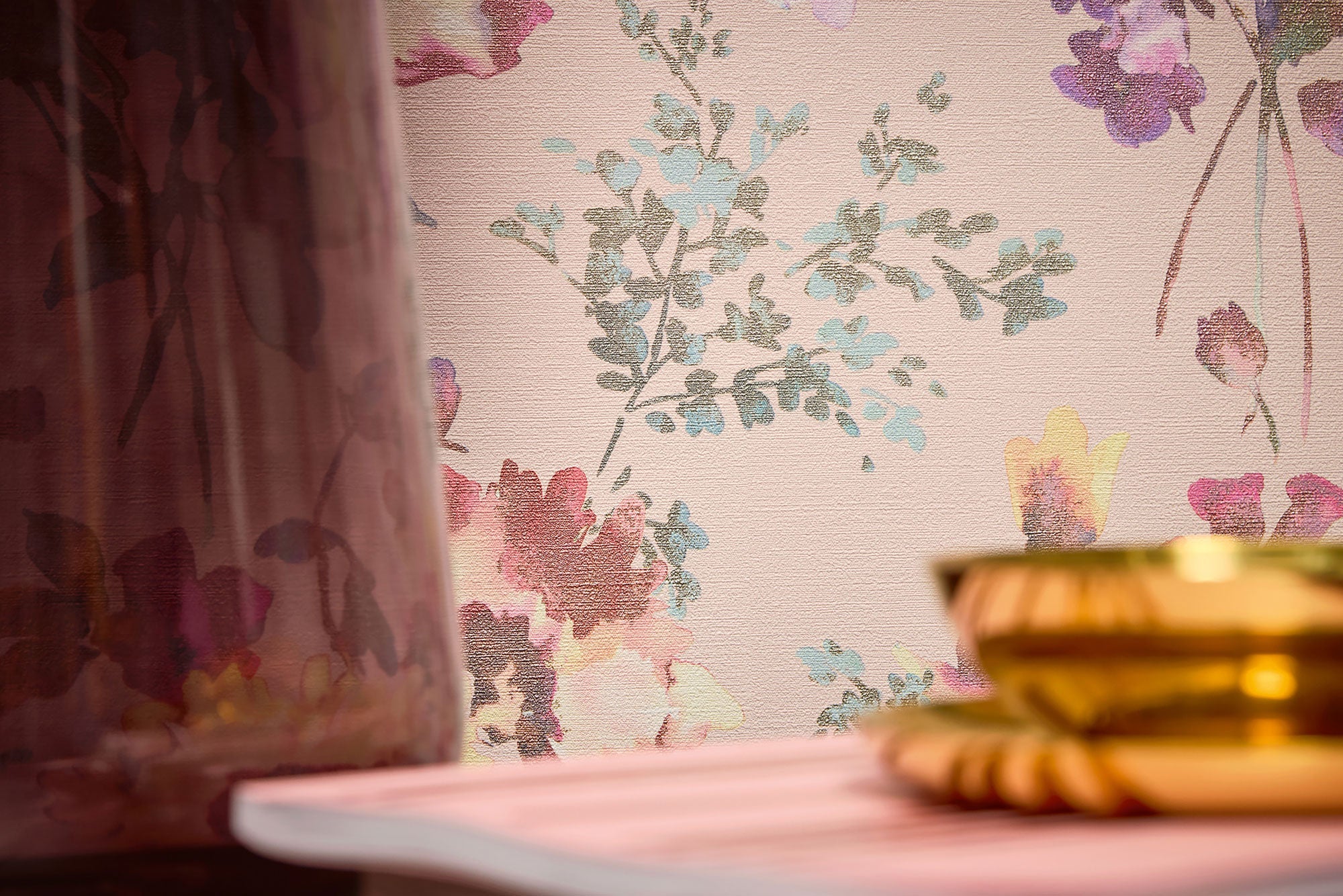 Petal Poetry - Unfold Pink and Blue Cosmo Living Wallpaper by Galerie